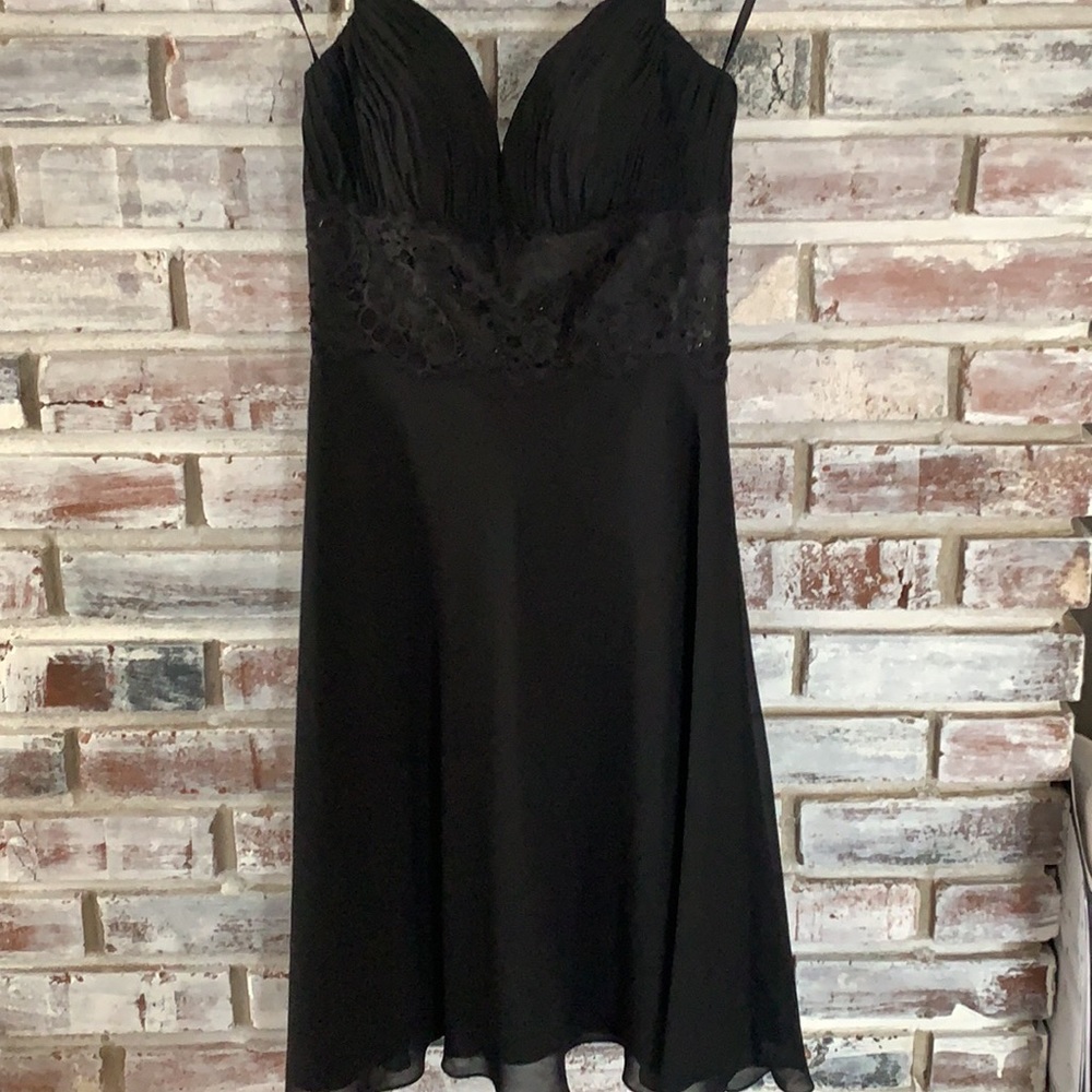 White House Black Market halter dress, 0, chiffon, with beading below the chest